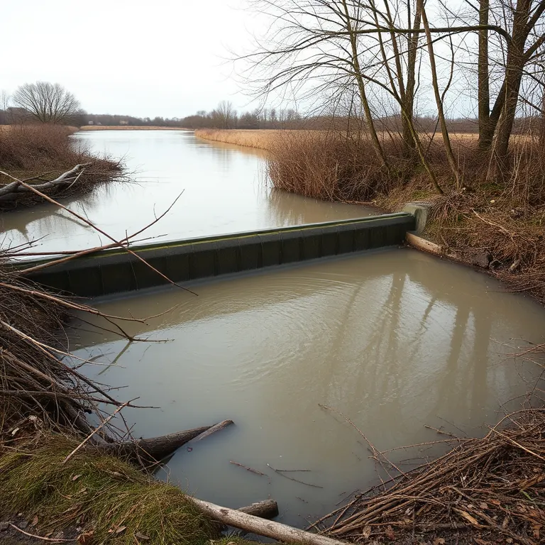 Before: The weir pool, two winters apart